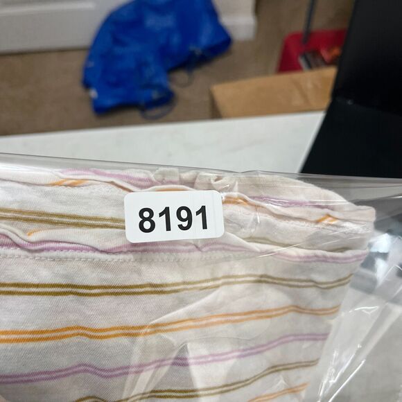 Madewell Shirt Womens Small Striped Short-Sleeve Crew-Neck Oversized Linen Blend - Picture 8 of 9